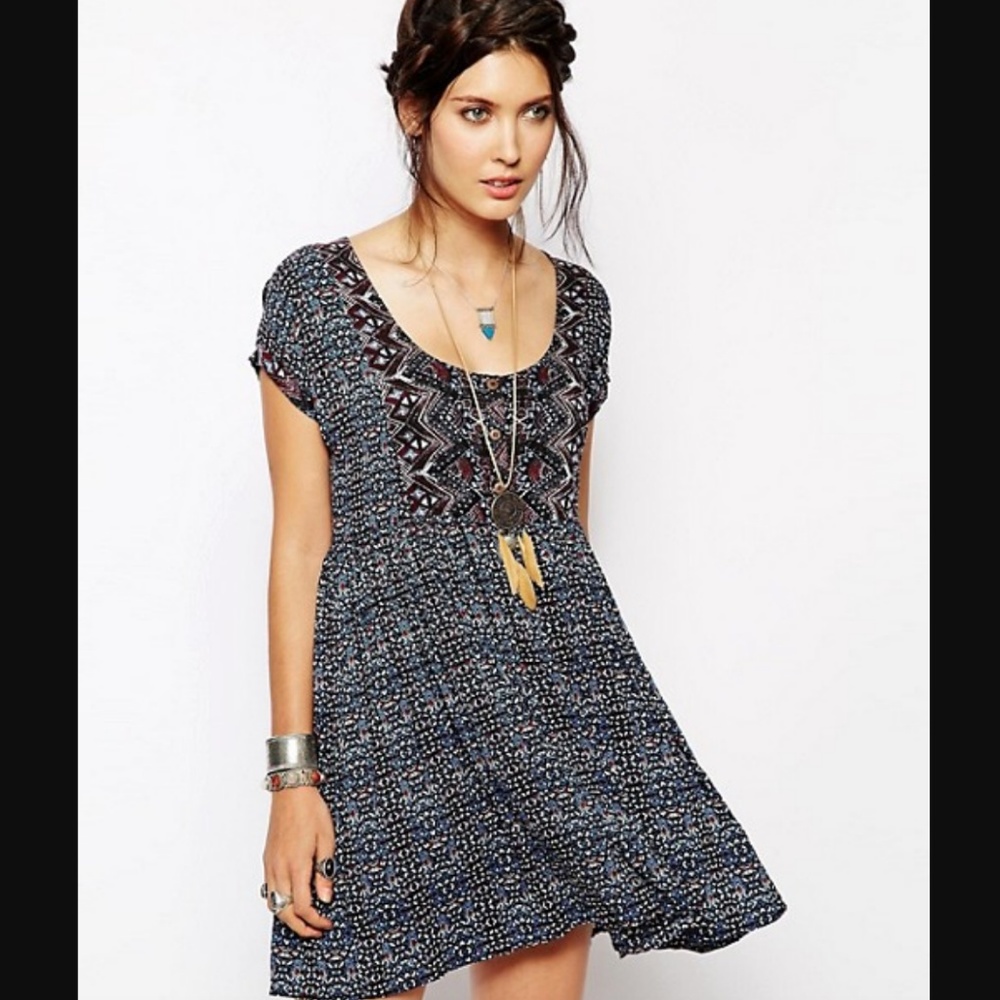 Free People Sundown Babydoll Dress w/ Back Cutout